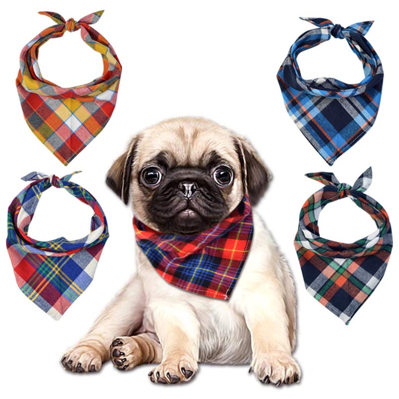 Tayfremn 15pcs Dog Bandanas, Dog Scarf Kerchief Bibs Washable Girl Boy Dogs Bandanas Set Cotton Checkered Pet Bandana Outdoor Fall Accessories for Small Dogs Cat Pet - Image 2